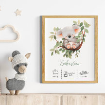Nom personnalisé koala nursery art imprimer