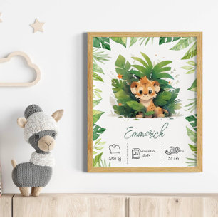 Poster Nom personnalisé lion boho pépinière art imprimé