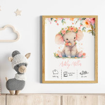 Nom personnalisé pépinière d'éléphants imprimer