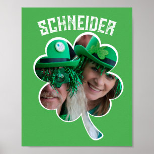 Poster Nom personnalisé Photo de trèfle irlandais St Patr