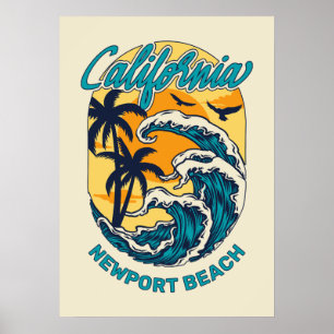 Poster Nom personnalisé / Texte Californie Surf