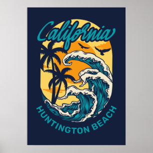 Poster Nom personnalisé / Texte Californie Surf