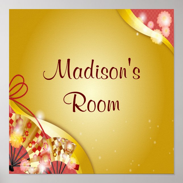 Poster Nom personnalisé Texte rose Or Floral Abstrait (Devant)