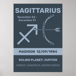 Poster Nom personnalisé / Texte Symbole zodiaque Sagittar
