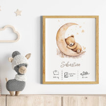 Nom personnalisé Watercolor Teddy Bear Nursery
