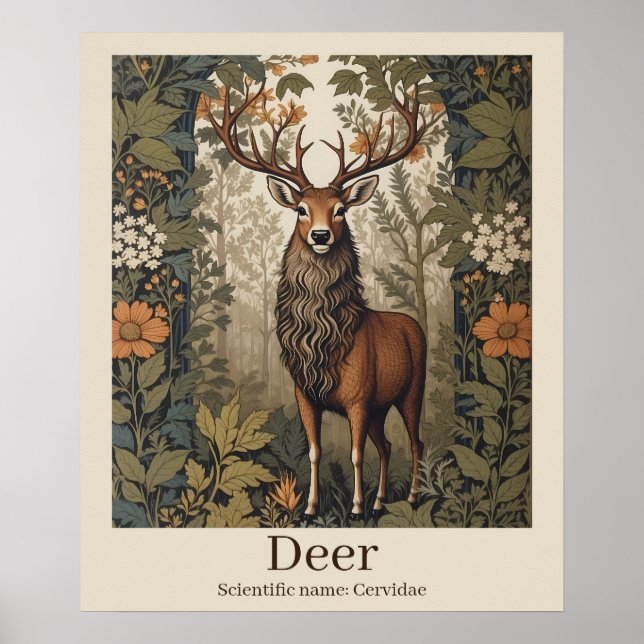 Poster Nom scientifique du cerf Faune (Devant)