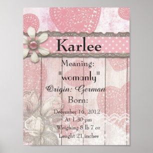 Poster Nom signifiant garderie Karlee