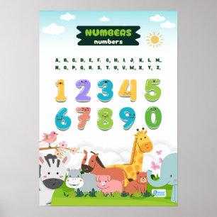 Poster Nombre comportant de mignons animaux
