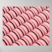 Nombreuses rangées avec macarons français roses