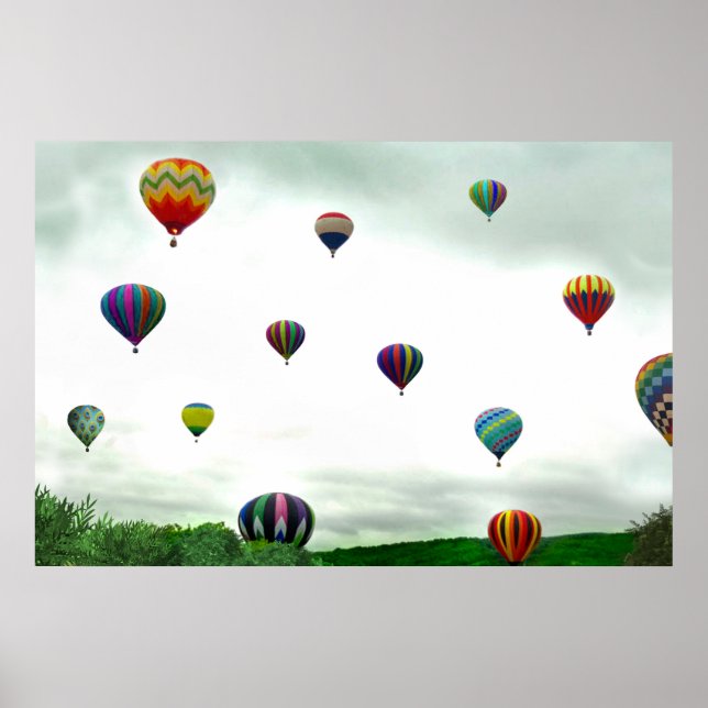 Poster Nombreux Ballons à air chaud (Devant)