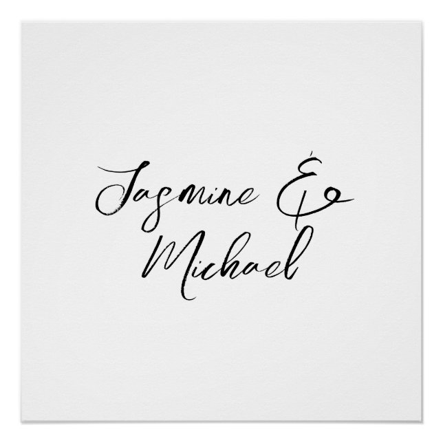 Poster Noms de calligraphie chic adorables mariages (Devant)