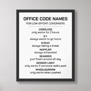 Poster Noms de code Office pour les collègues