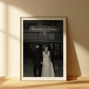 Poster Noms minimalistes élégants & Photo de mariage avec