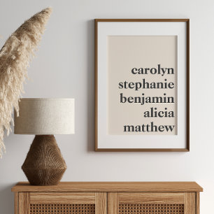 Poster Noms personnalisés des petits-enfants Crème et Noi