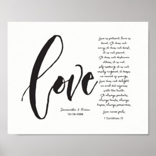 Poster Noms personnalisés Mariage chrétien Corinthiens 13