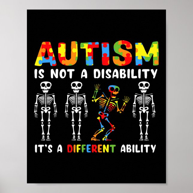 Poster Non Handicap Capacité Différente Squelette Autisme (Devant)