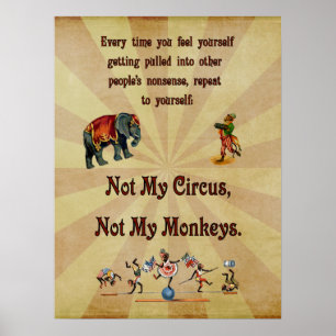 Poster Non mon cirque, non mes singes