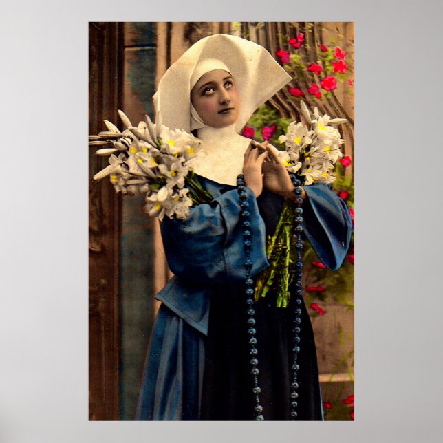 Poster nonne bleue vers 1910 (Devant)
