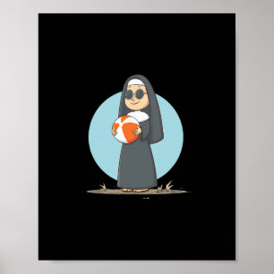 Poster Nonne de vacances cool avec plage Ll pour garçons