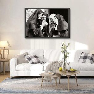 Poster Nonnes fumer photographie vintage 16x12in