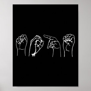 Poster Nope ASL Pro Sourd Awareness Sign Language Interpr