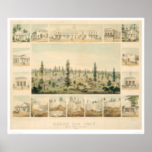 Poster Nord de San Juan, CA. Carte panoramique 1858 (1567