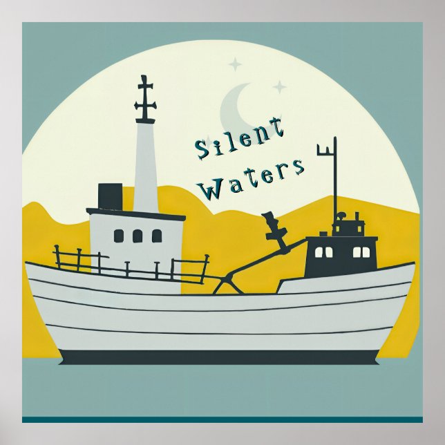 Poster Nordic Moon Boat  (Devant)