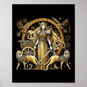 Poster Nordic Mythic Créations Freyja Norse Déesse De Lo