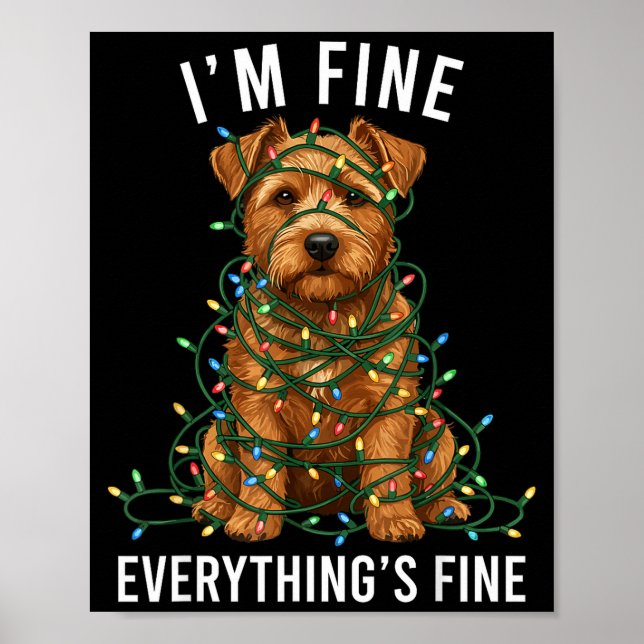 Poster Norfolk Terrier Christmas I'm Fine Everything Is F (Devant)