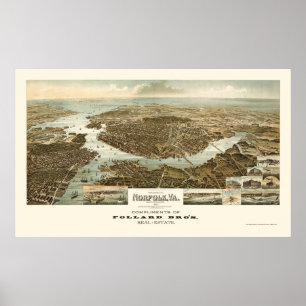 Poster Norfolk, VA Panoramic Map - 1892
