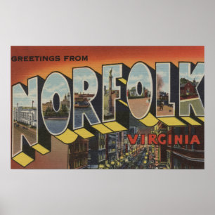 Poster Norfolk, Virginia - Large Letter Scenes