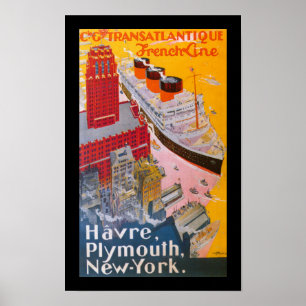 Poster Normandie at New York Harbour