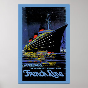 Poster Normandie at Night