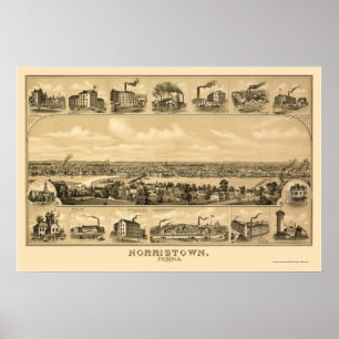 Poster Norristown, PA Carte panoramique - 1881