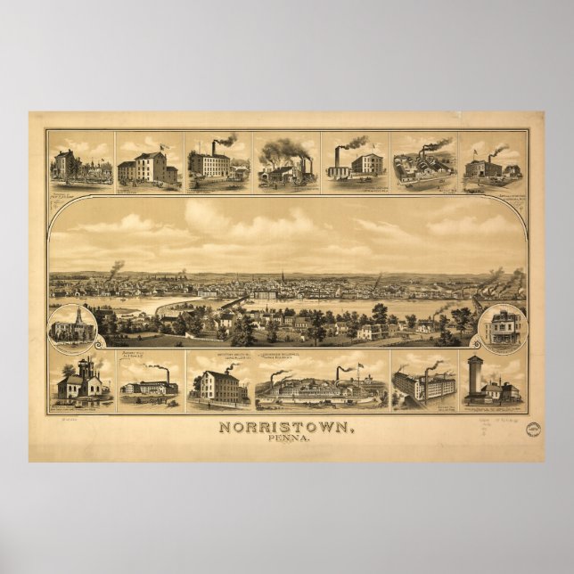 Poster Norristown, Pennsylvanie (1881) (Devant)