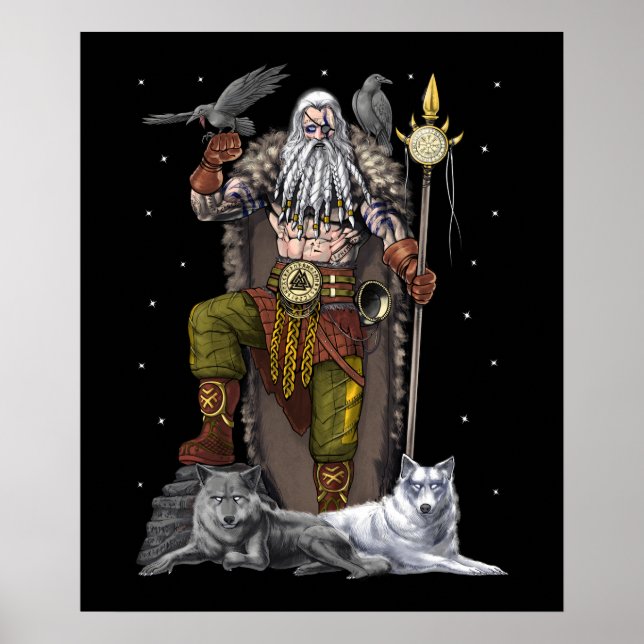 Poster Norse Viking Dieu Odin (Devant)