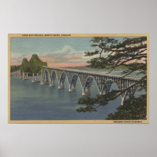 Poster North Bend, Oregon - Vue du pont de Coos Bay