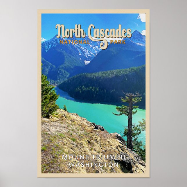 Poster North Cascades National Park Washington Watercolor (Devant)