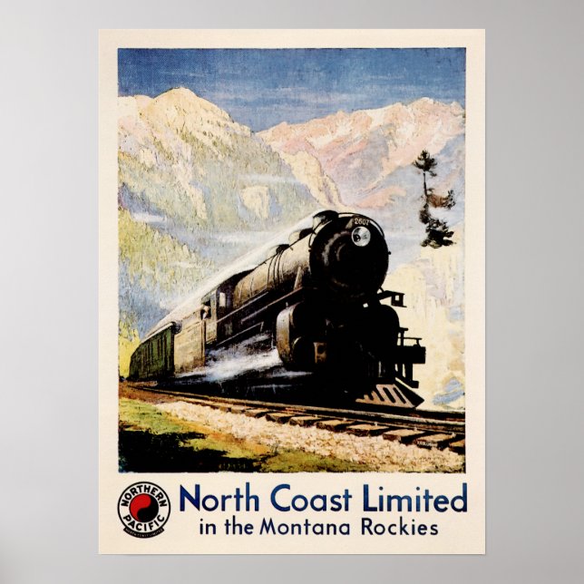 Poster North Coast Limited Train Railway Annonce de voyag (Devant)