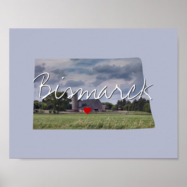 Poster North Dakota State Photo insert and town name (Devant)