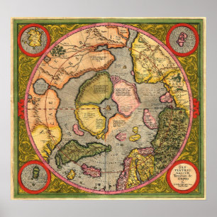 Poster North Pole Map by Mercator
