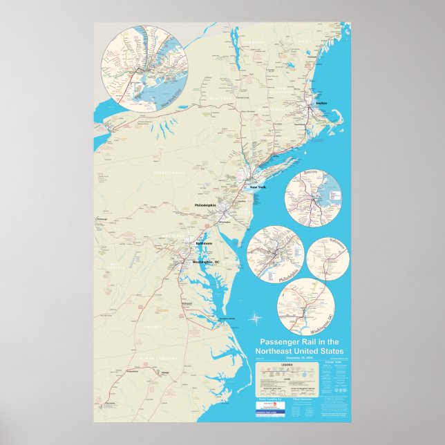 Poster Northeast Rail Map version 2.1 - 29 déc. 2014 (Devant)