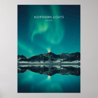 Poster Northern Lights, Islande Travel Artwork