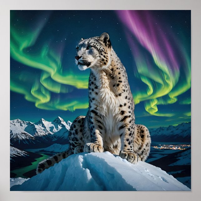 Poster “Northern Sky Wanderer” – Snow Leopard Portrait (Devant)