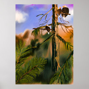 Poster Northwest Nature Life with Eagles Digital Peinture