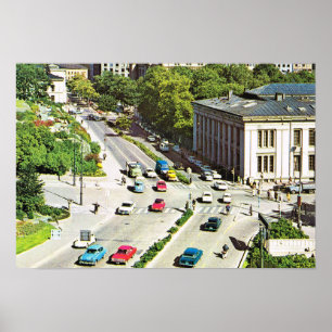 Poster Norvège vintage, Oslo Centre-ville