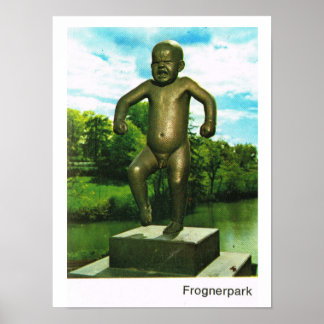 Poster Norvège vintage, Oslo, Parc de Sculpture Frogner