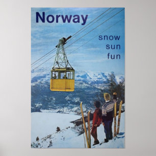 Poster Norvège Vintage voyage norvégien