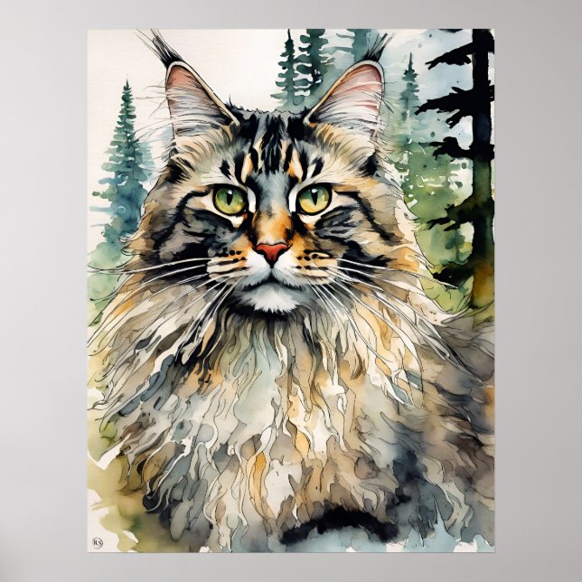 Poster Norwegian Forest Cat - Art Chat Imprimer (Devant)