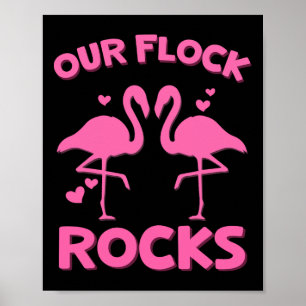 Poster Nos Flock Rocks Flamant rose Correspondant Vacance